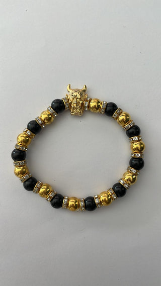 Angelito Negro – Pulsera negra y dorada brillantes diablo